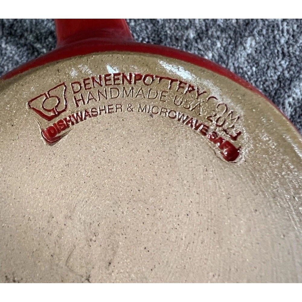 Snap-On 2023 Exclusive Red Deneen Pottery Handmade Mug 4”Hx3.25” - Picture 8 of 9